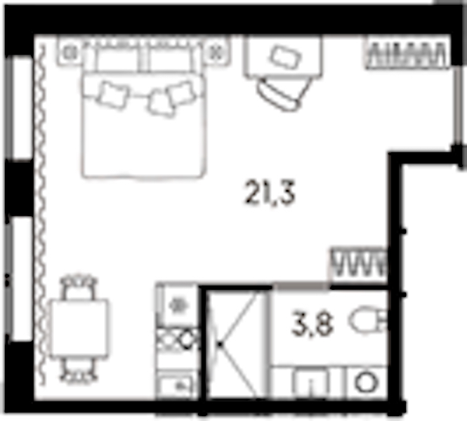 Квартира студия 25.1 м², 2/13 эт., ЖК «AVENIR Industrial»